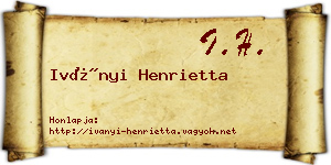 Iványi Henrietta névjegykártya