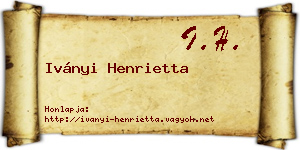 Iványi Henrietta névjegykártya